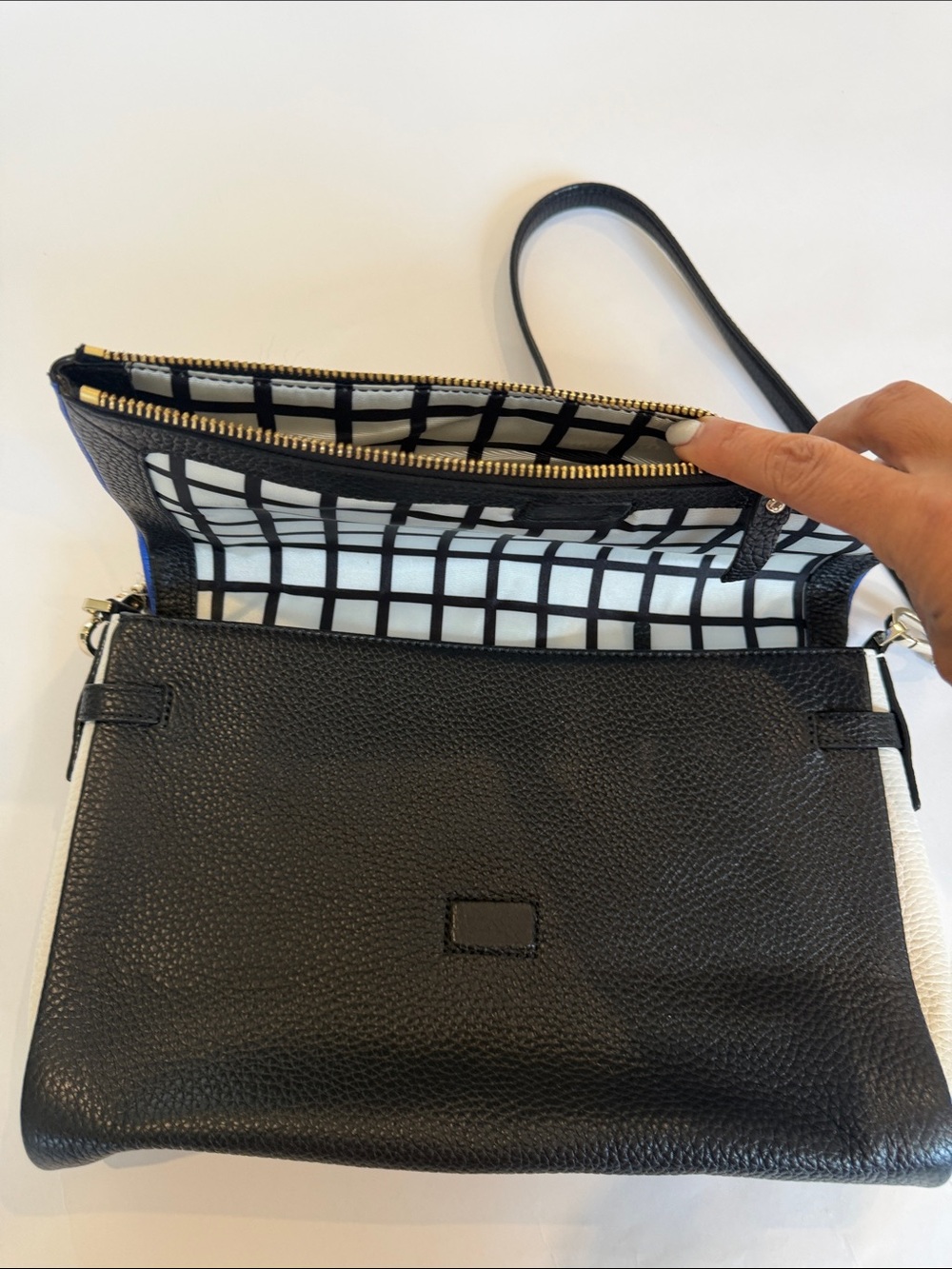 kate spade Blue and Black Leather Colorblock Crossbody Bag - Picture 4 of 8